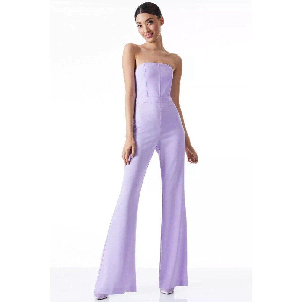 Alice + Olivia Lavera Contemporary Classic Lilac Strapless Jumpsuit Size 10